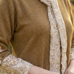 Classic Brown Woolen Embroidered Co-ord Set with Muffler