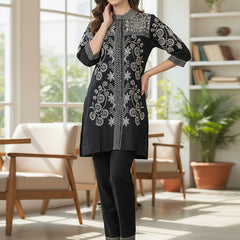 Black Embroidered Co -ord Set
