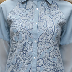 Sky Mist Paisley Printed Blue Cotton Shirt