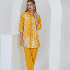 Mustard Yellow Embroidered Cotton Co-ord Set