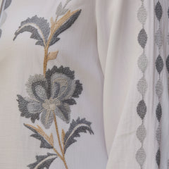 White Cotton Full Sleeves Embroidered Co-ord Set