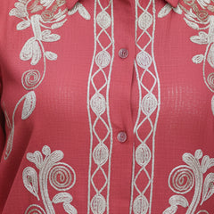 Floral Threadwork Maroon Co-ord Set