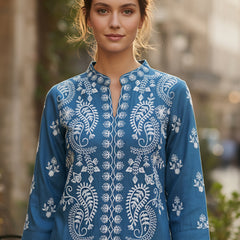 Blue Embroidered Co -ord Set