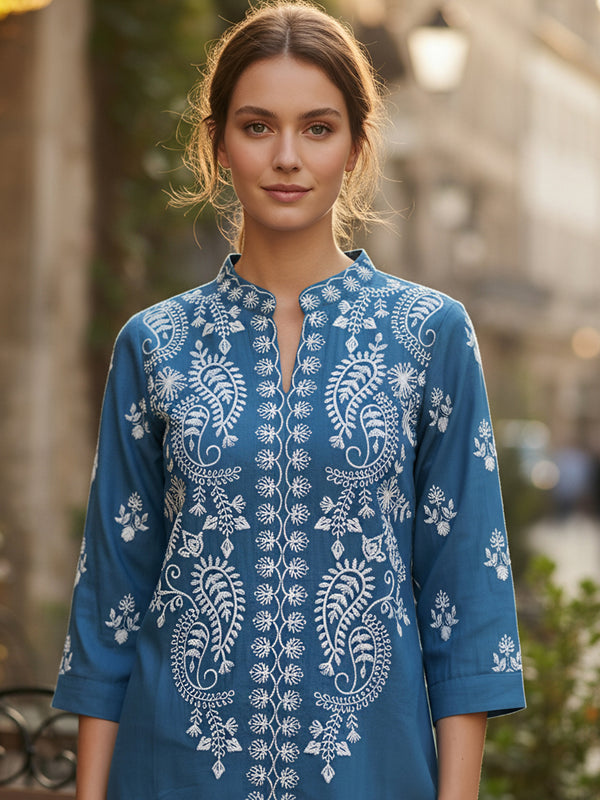 Blue Embroidered Co -ord Set