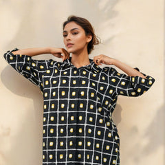 Black Check printed cotton shirt