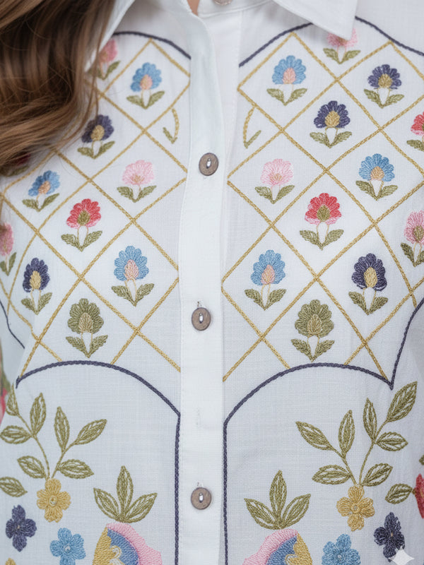 Tropical Bloom Embroidered Co-ord Set