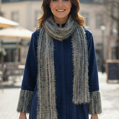 Elegant Blue Woolen Embroidered Co-ord Set with Muffler