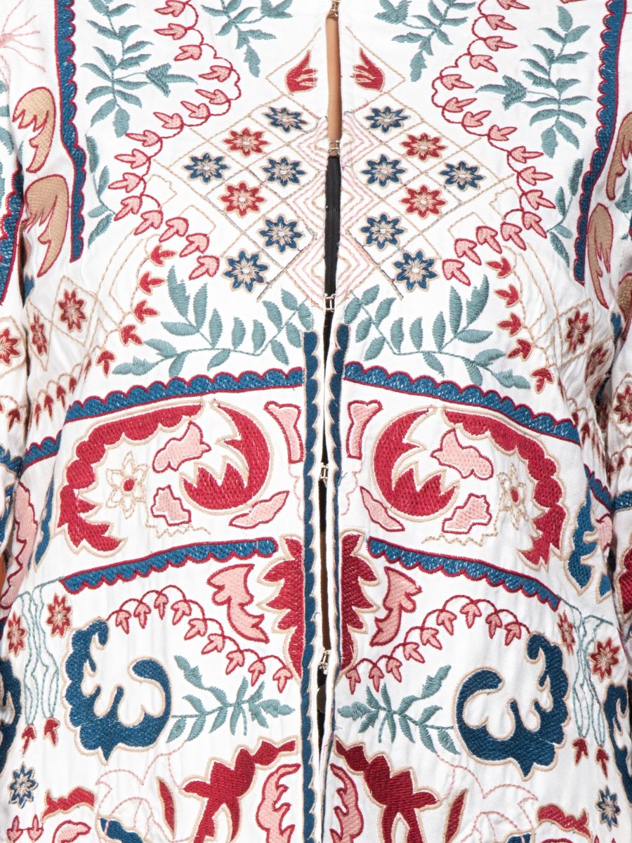 White Cotton Embroidered Short Jacket