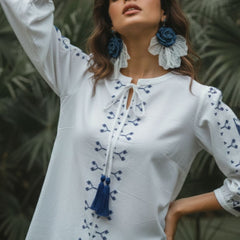White Grace Embroidered Cotton Top