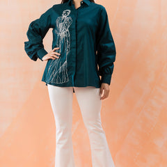 Stylish Blue Embroidered Shirt