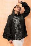 Designer Cotton Black Embroidered Shirt