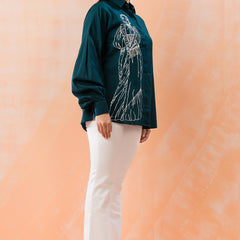 Stylish Blue Embroidered Shirt