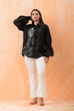 Designer Cotton Black Embroidered Shirt