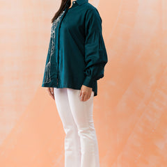 Stylish Blue Embroidered Shirt