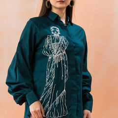 Stylish Blue Embroidered Shirt