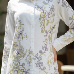 Luxury White Printed Full Sleeve Women’s Co-ord