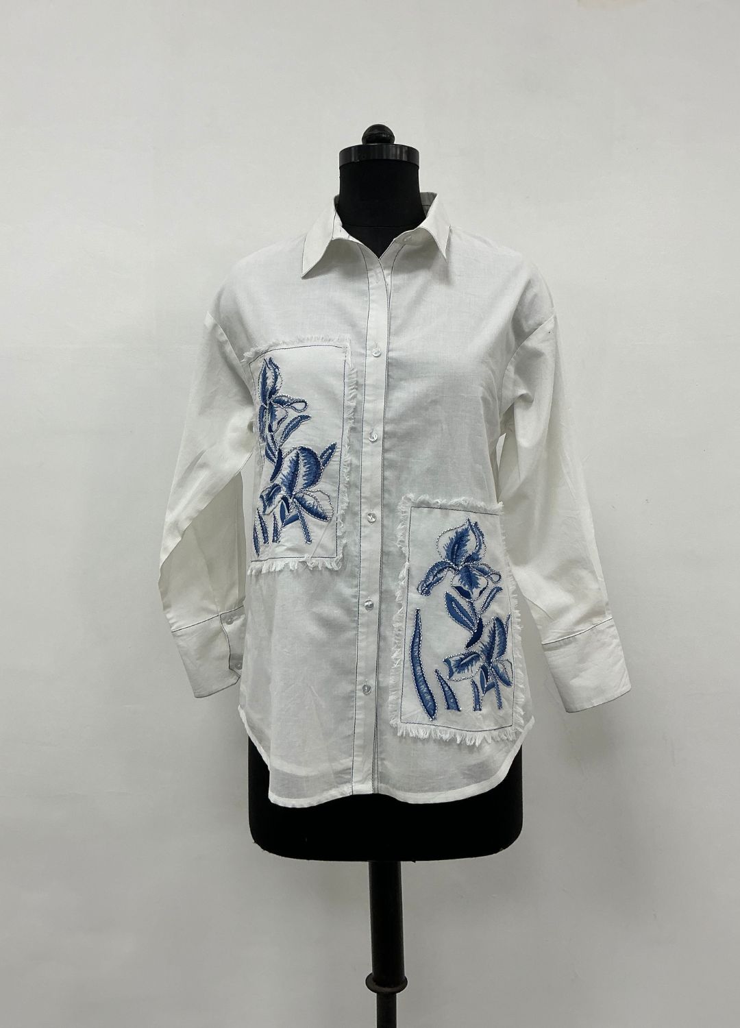Over Sized White Collared Cotton Shirt