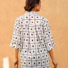 Rosy brown printed cotton shirt