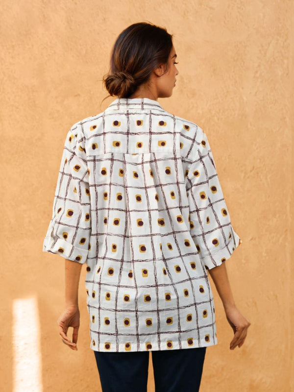 Rosy brown printed cotton shirt
