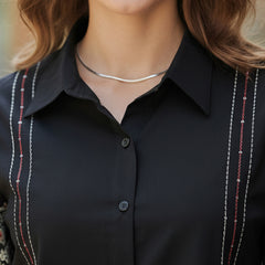 Black Handcrafted Embroidered Cotton Shirt