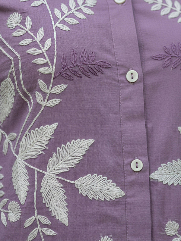 Designer Purple Kurta & Pant Set with White Threadwork