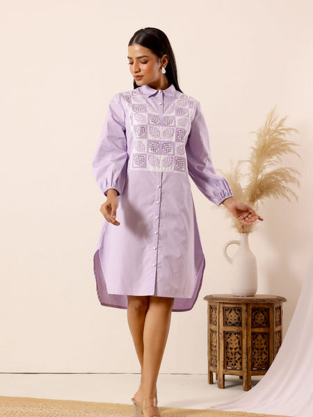 Lilac Dream Cotton Shirt Dress
