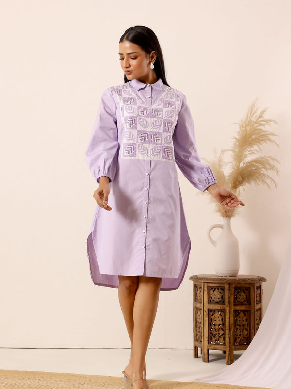 Lilac Dream Cotton Shirt Dress