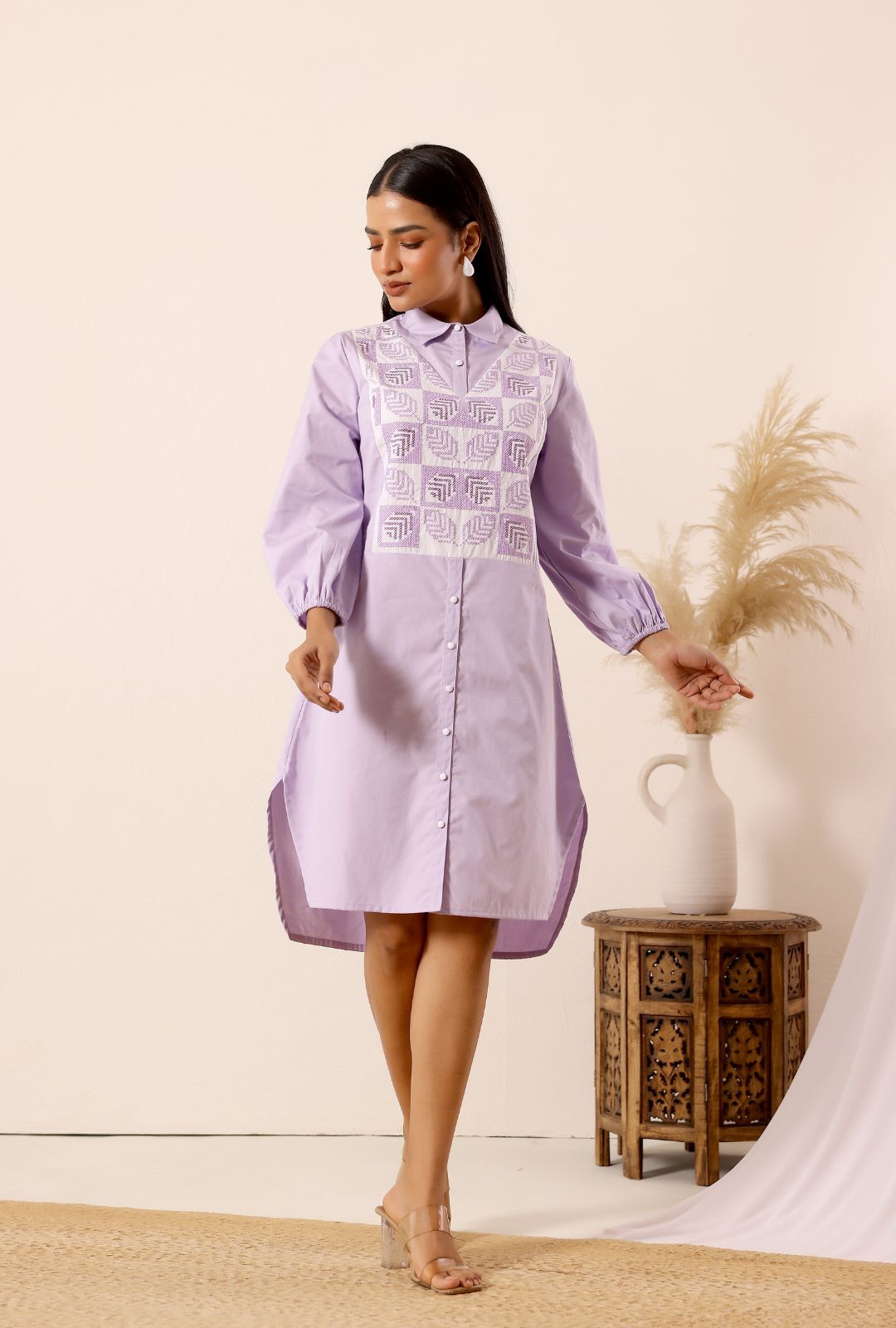 Lilac Dream Cotton Shirt Dress