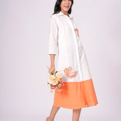 Airy Cotton Linen White Embroidered Midi Dress