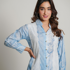 Sky Blue Cotton Tye and Dye Co-Ord Set