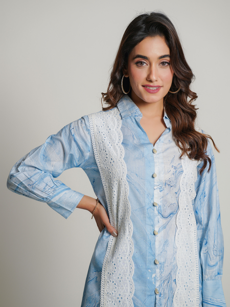 Sky Blue Cotton Tye and Dye Co-Ord Set