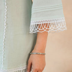 Graceful Bloom Mint Cotton Kurta and Pant Set