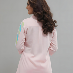 Pastel Pink Multicolor Stripe Detail Co-ord Set for Women