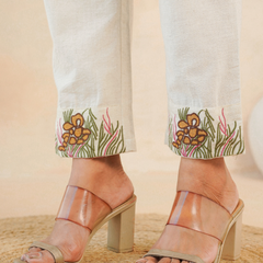 Beige Forest Harmony Embroidered Cotton Co-ord Set