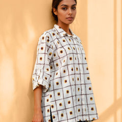 Rosy brown printed cotton shirt