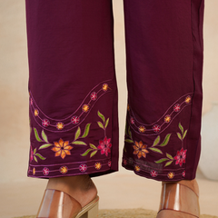 Elegant Maroon Embroidered Kurta with Matching Pants