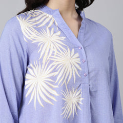 Casual Purple Cotton Printed Top
