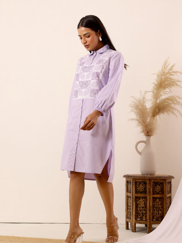 Lilac Dream Cotton Shirt Dress