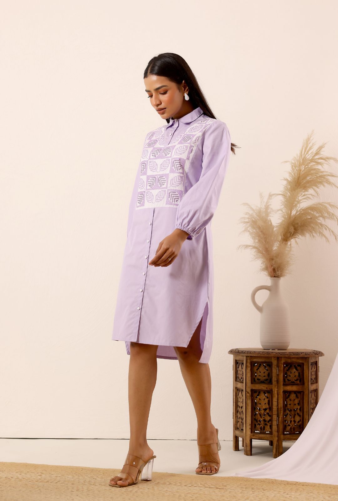 Lilac Dream Cotton Shirt Dress