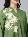 Cotton Olive Green Printed Top