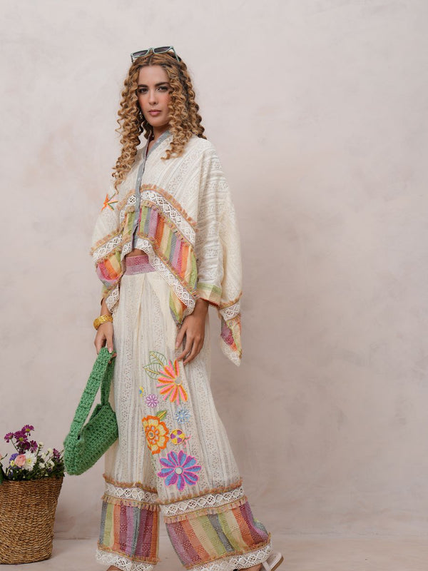 Women’s Multi-Color Cotton Embroidered Co-ord Set