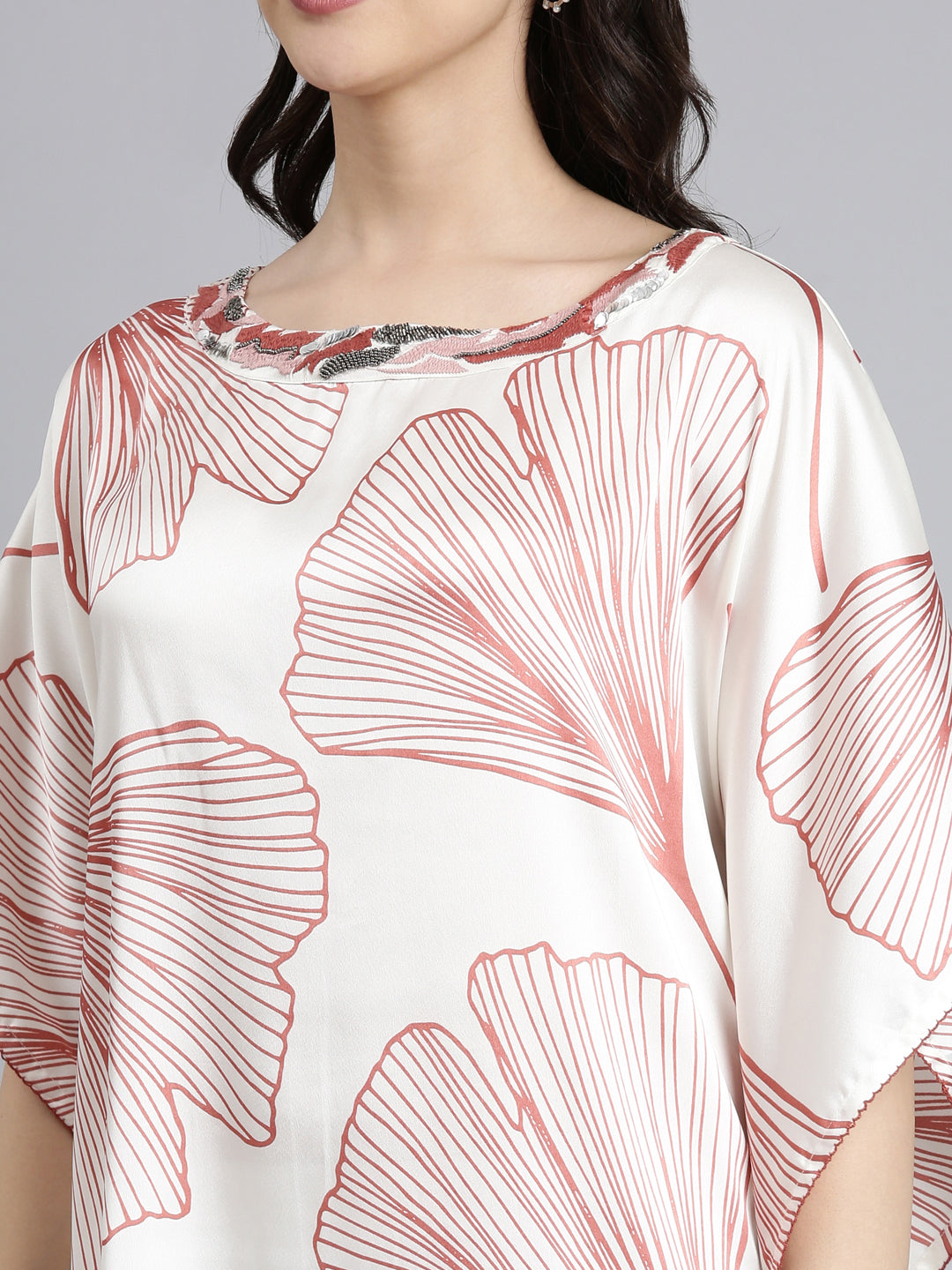 Designer White Printed Kaftan