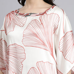 Designer White Printed Kaftan