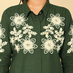 Green Floral Embroidered Cotton Co-ord Set