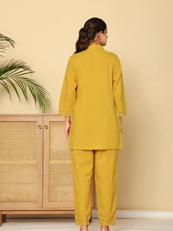 Golden Lace Mustard Cotton Co-ord Set