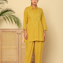 Golden Lace Mustard Cotton Co-ord Set