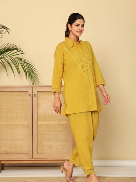 Golden Lace Mustard Cotton Co-ord Set