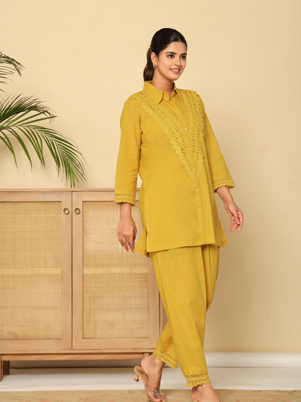 Golden Lace Mustard Cotton Co-ord Set