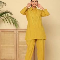 Golden Lace Mustard Cotton Co-ord Set