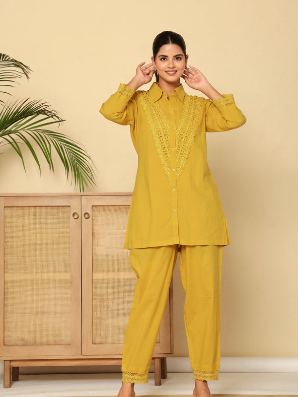 Golden Lace Mustard Cotton Co-ord Set
